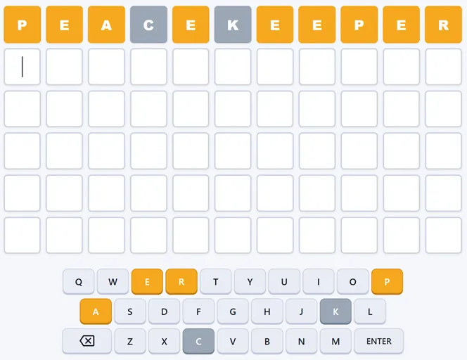 Tile colors after an eleven-letter Wordle guess