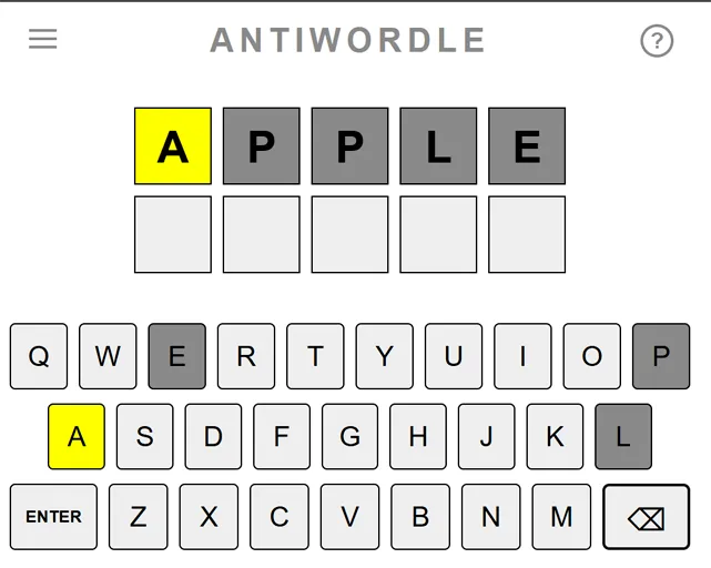 Antiwordle locked red letters and forced yellow letter rules