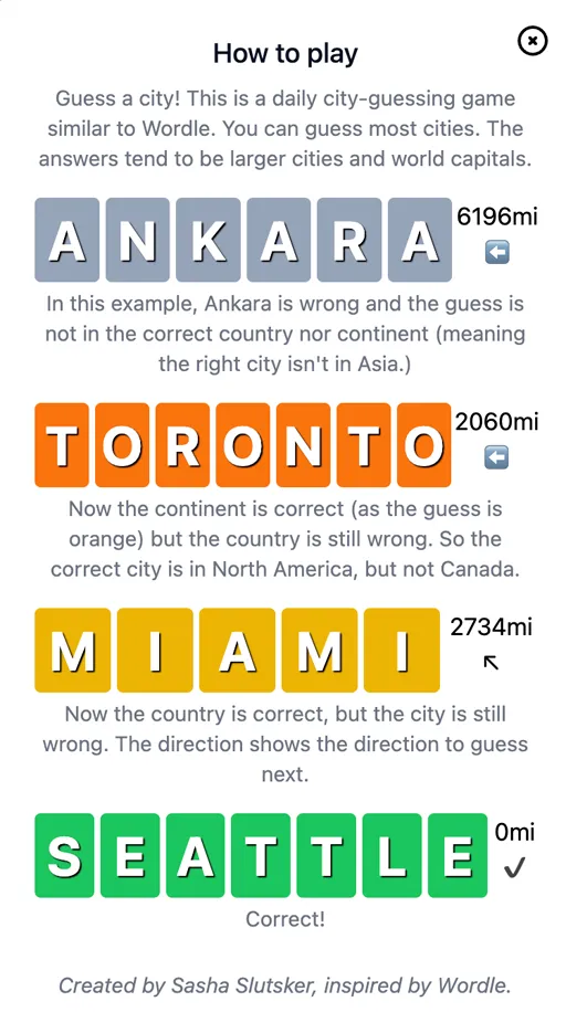 Citydle guess field with city name autocomplete suggestions