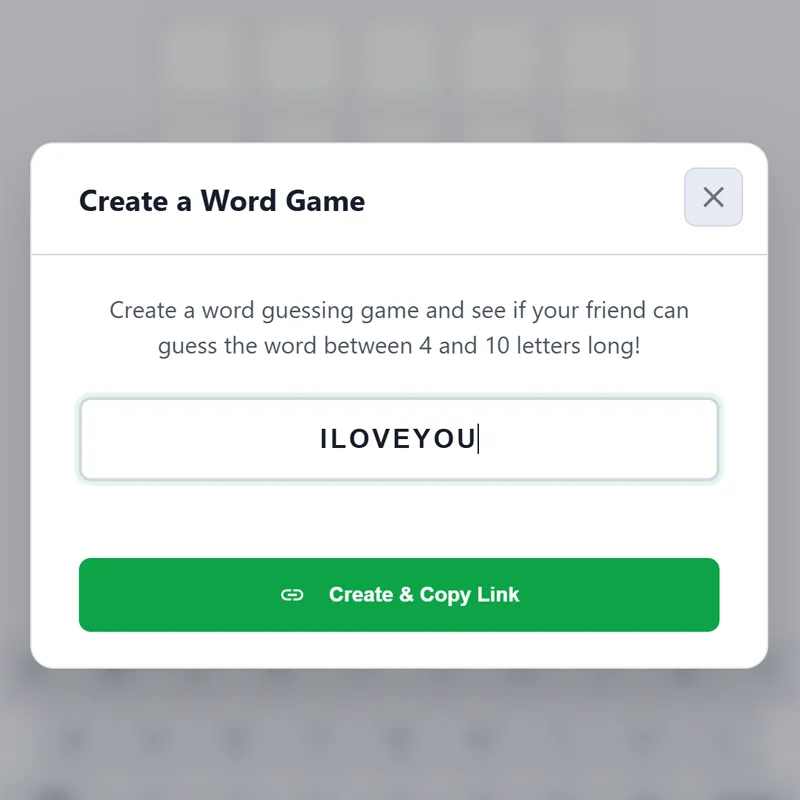 Entering a custom secret word in the Wordle creator