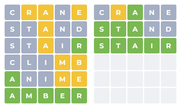 Solving both words in Dordle