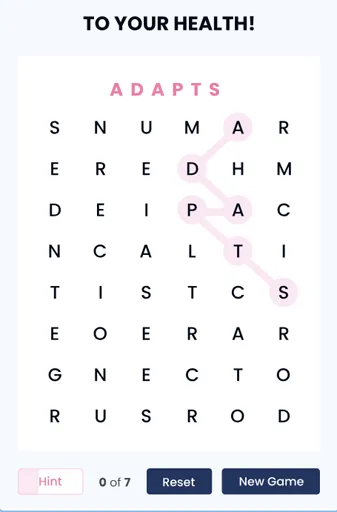 Strands Unlimited game board showing themed words being selected by dragging across letters