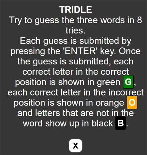 Tridle triple grid layout after the first shared guess