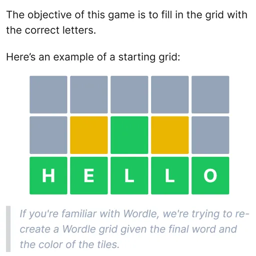 Unwordle game board showing the final word at the bottom with color-coded tiles above