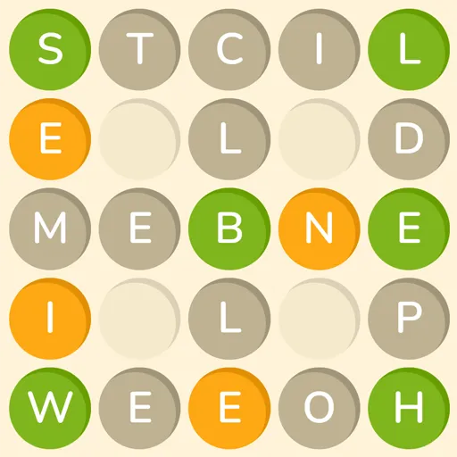 Waffle Unlimited starting board showing green, yellow, and gray letters on the waffle grid