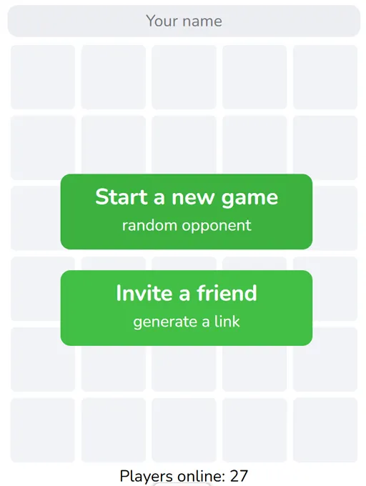 Wewordle lobby showing a two player match about to start