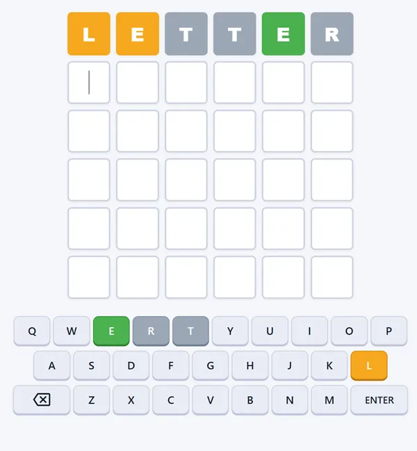 Colour tile feedback in Wordle 2