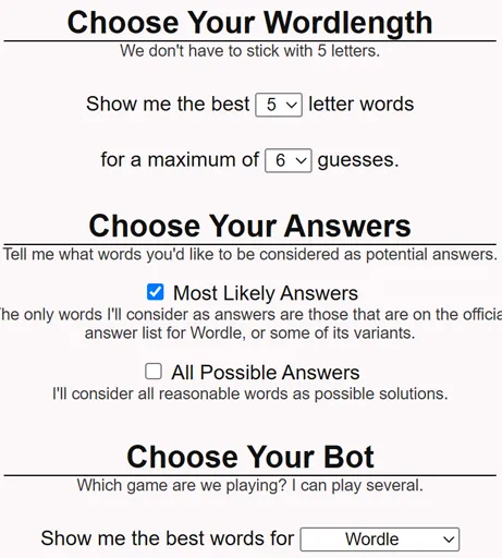 WordleBot ranked guess list with average guesses remaining
